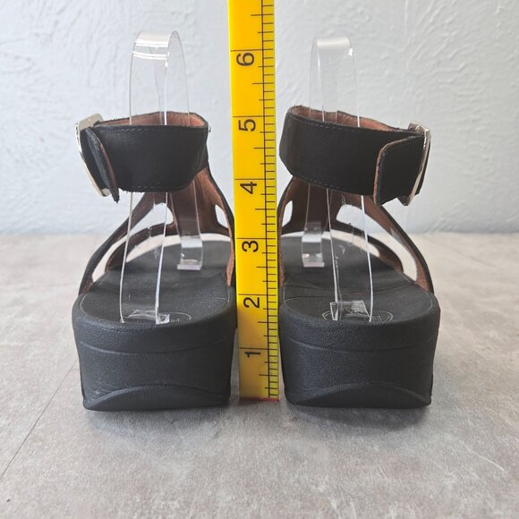 Fitflop Arena Sandals 6 Black Suede Open Toe Strappy Minimalist Comfort Platform - Picture 4 of 12